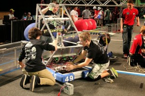 Team 4945 aka Team Titanium Wrecks readies their robot!